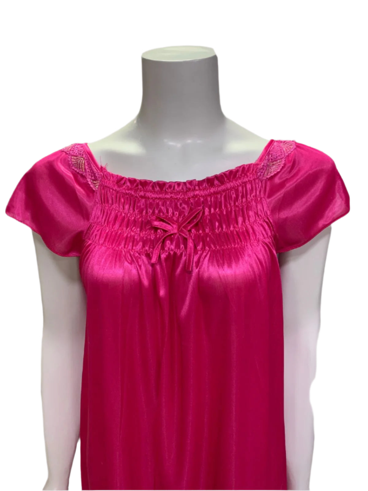 Casual Nights Satin Short Nighty with Cap Sleeves