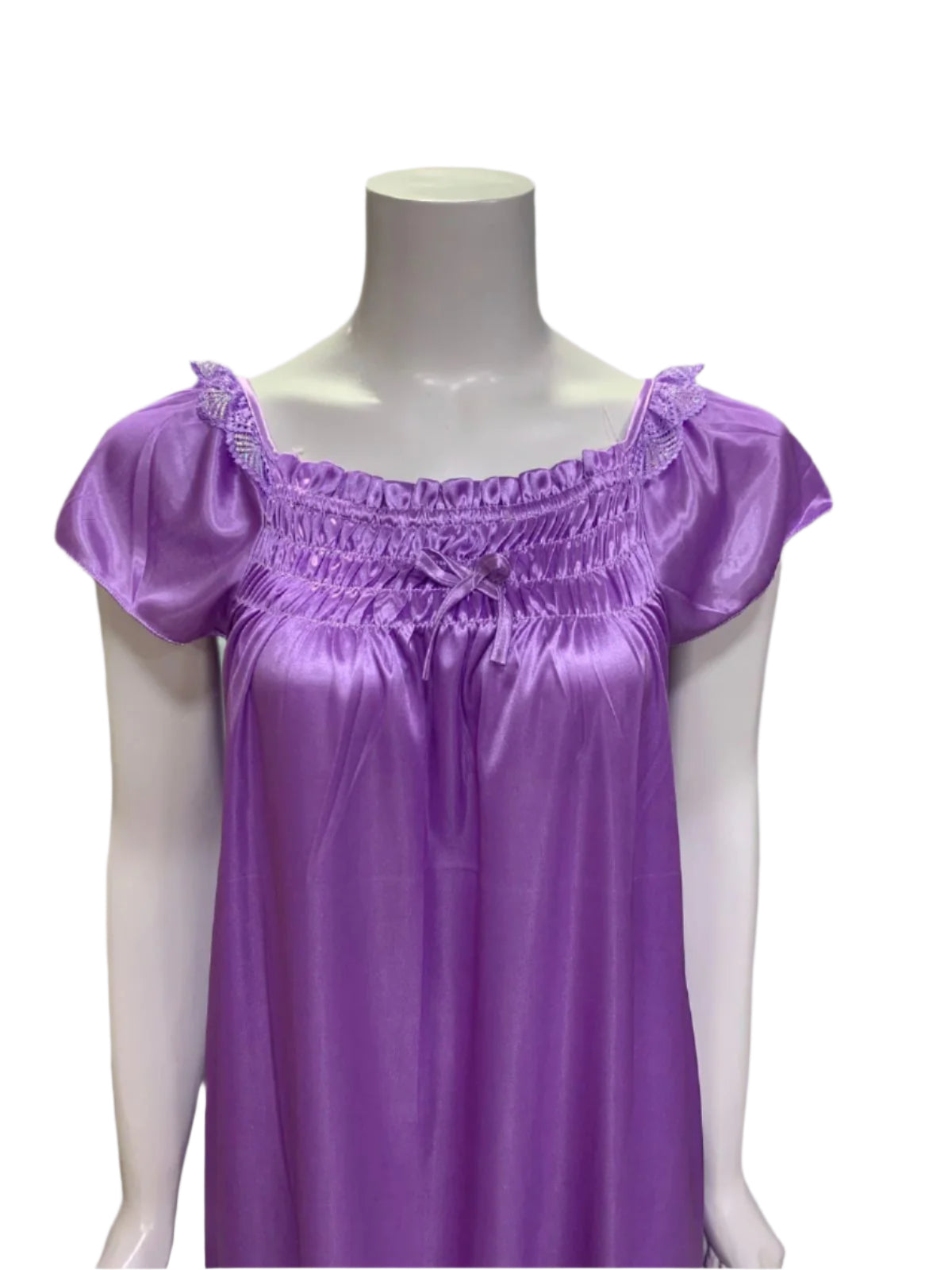 Casual Nights Satin Short Nighty with Cap Sleeves