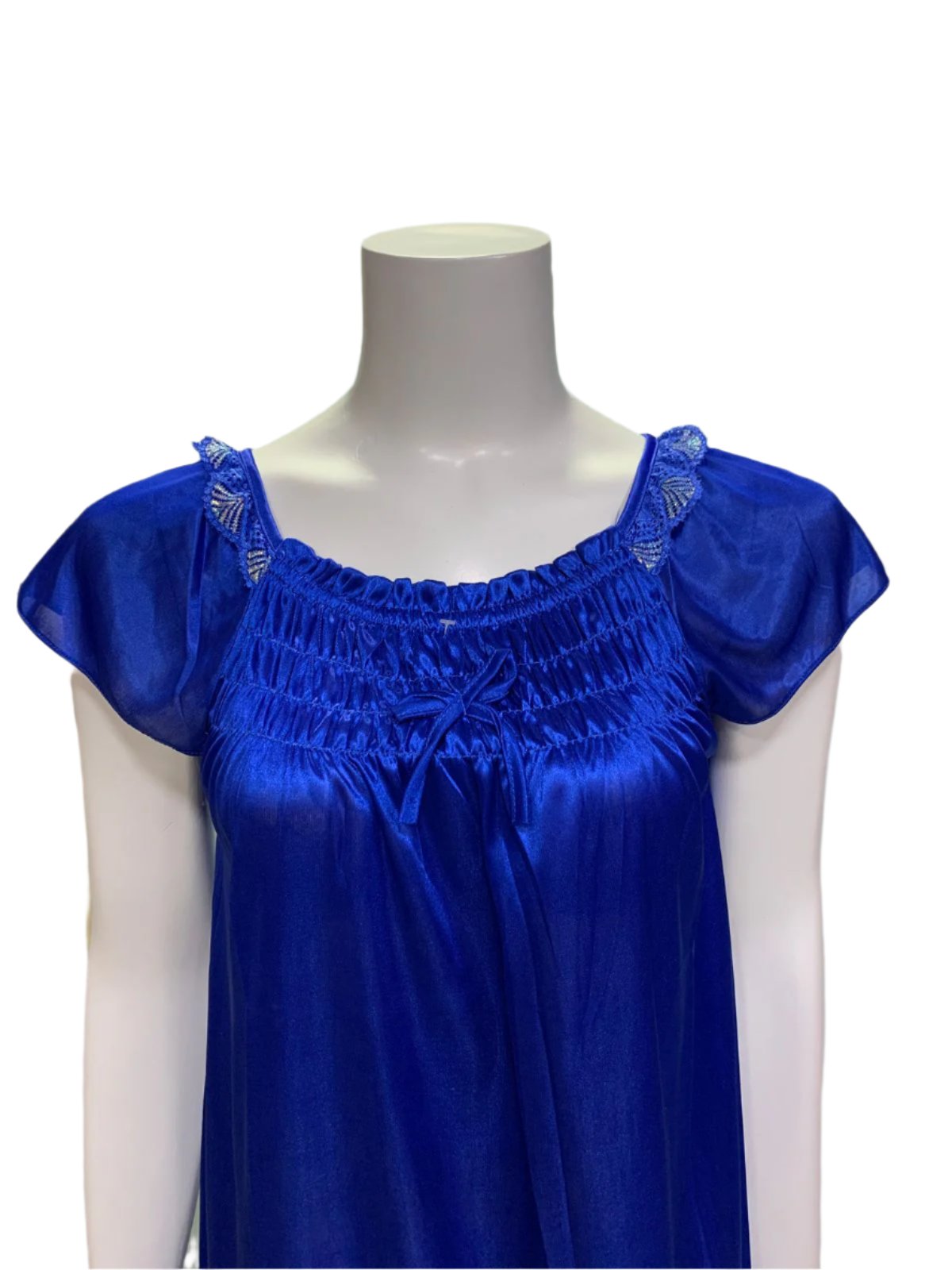 Casual Nights Satin Short Nighty with Cap Sleeves