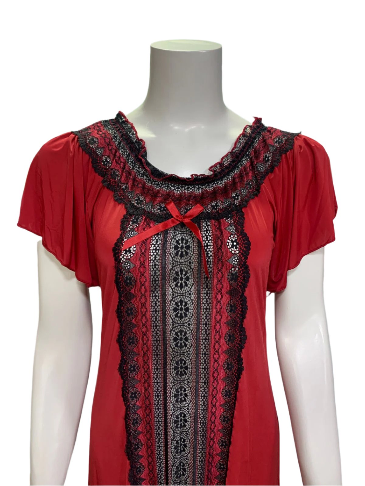 Elegant Silk Long Nighty with Delicate Lace Accents