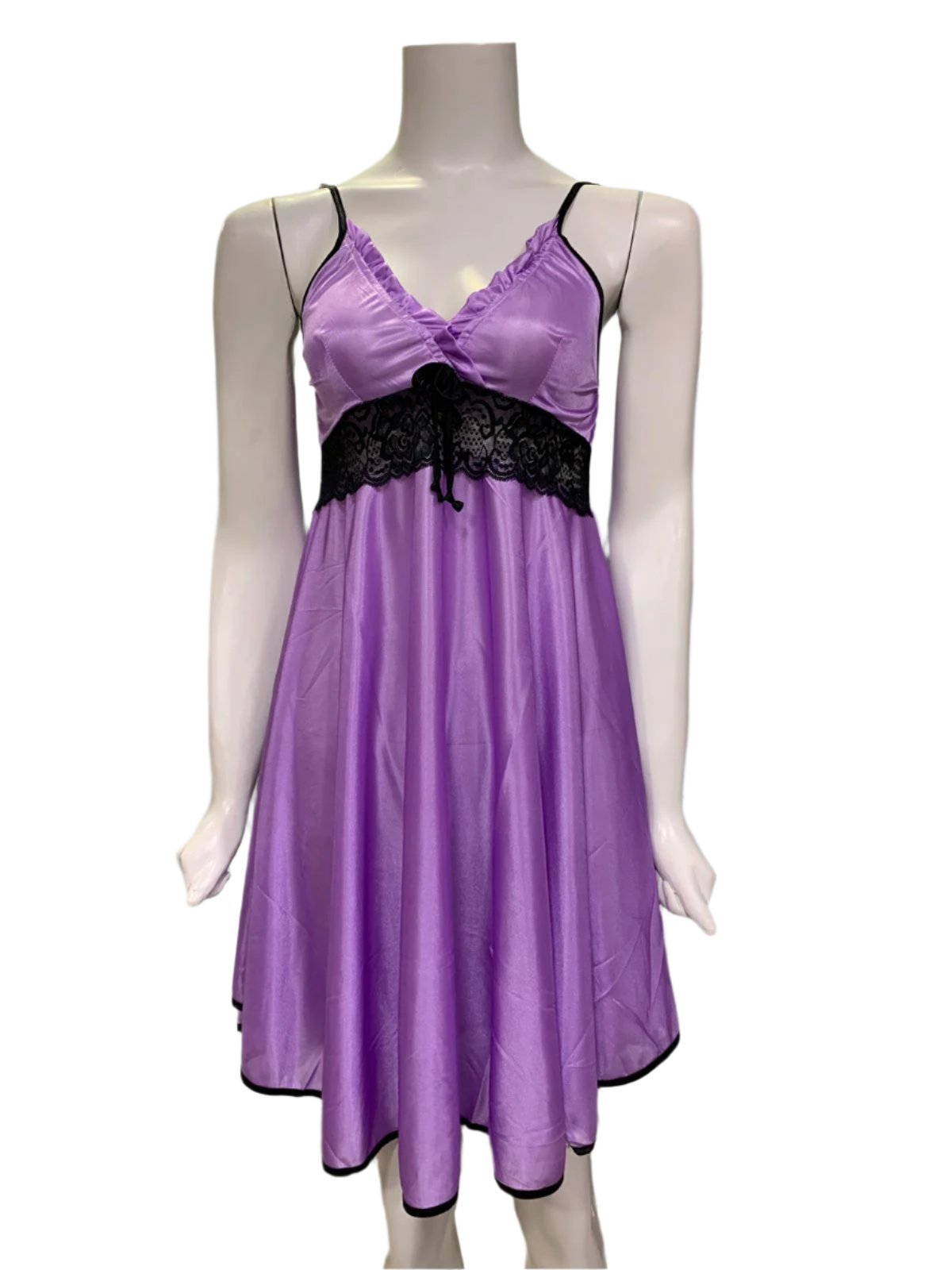 Silk Short Nighty with V-Neck Design