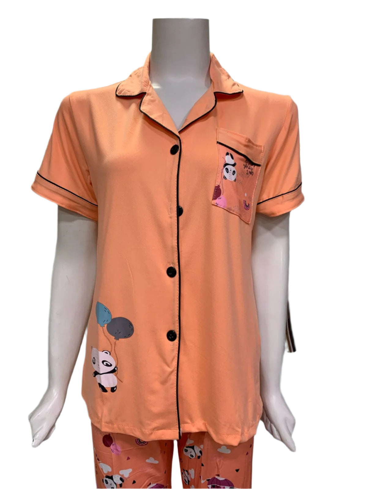 Peach Panda Dreams – Women’s Two-Piece Night Suit Set